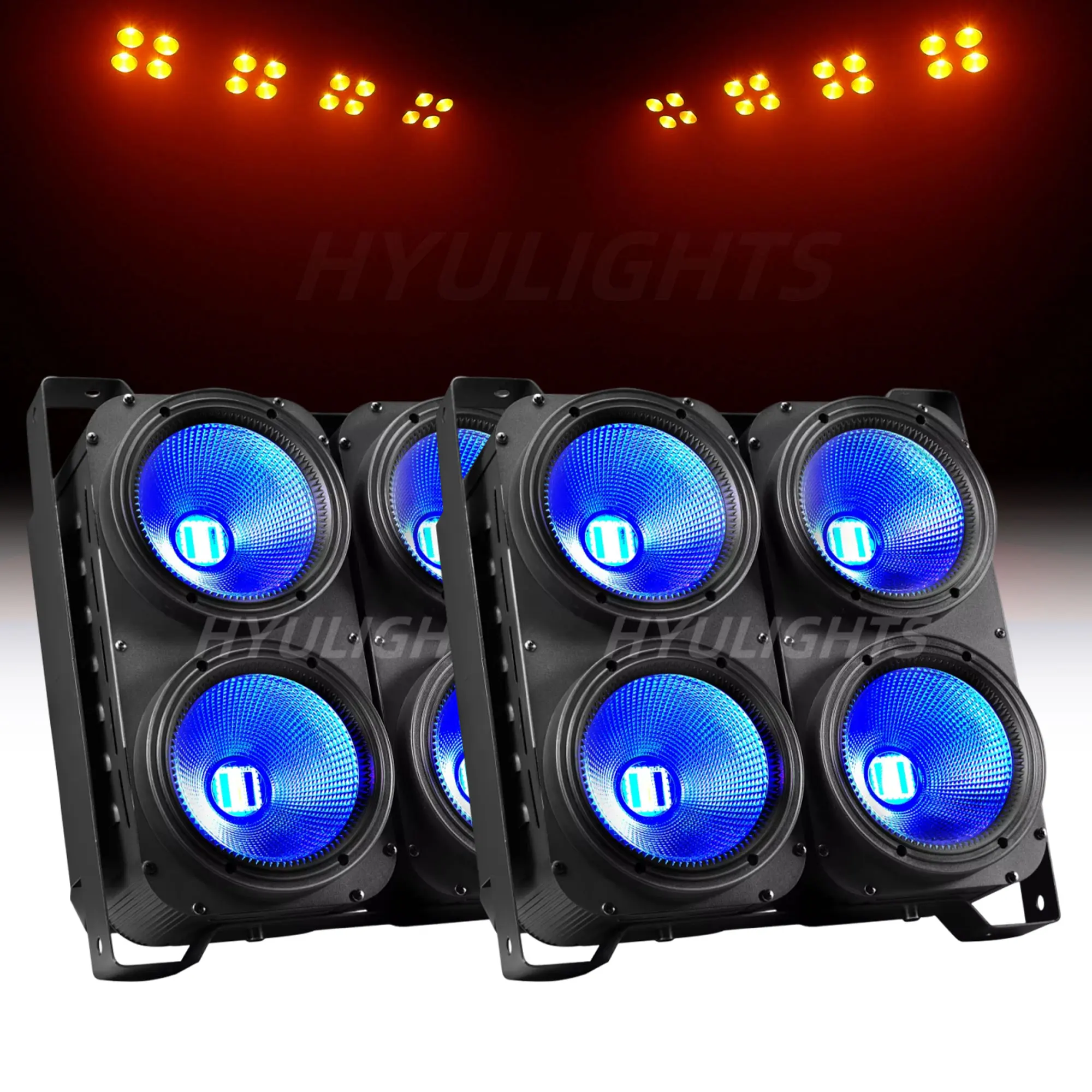 2PCS Led 4 Eyes COB Blinder Lights 4x100W  400W COB Par Can RGBWA UV 6in1 Wash Beam High Power DJ DMX 512 Strobe UV Stage Lights