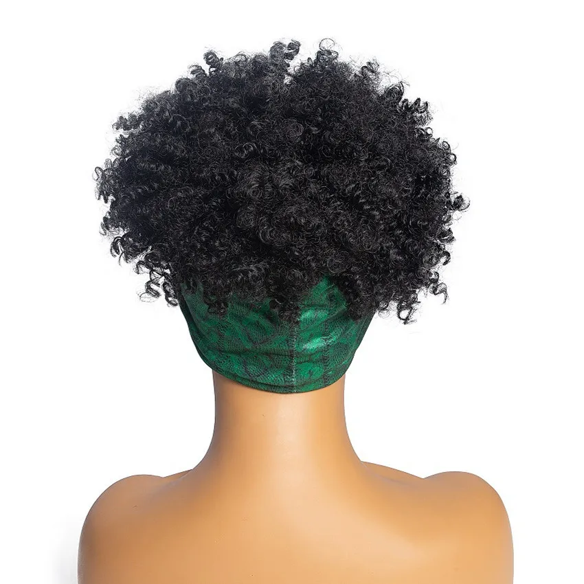 Synthetic Hair Headband Wigs for Woman Kinky Curly Wigs With Scarf Short Afro Wigs on Clearance Sale False Hair Woman Wigs