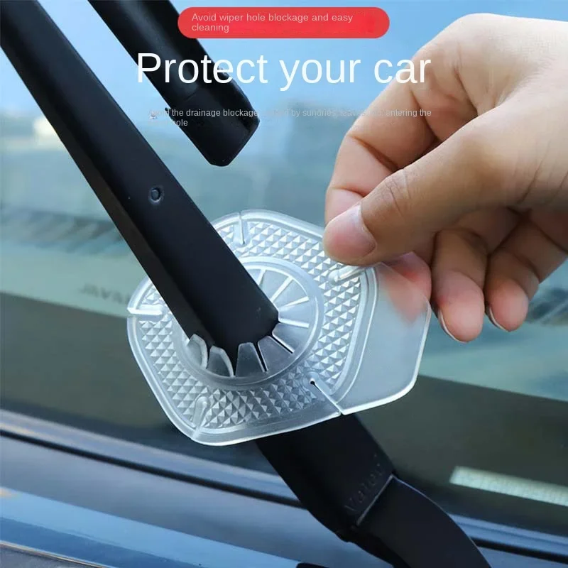 

2Pcs Car Wiper Hole Guard Cover Protector Wiper Anti-dust Anti-fall Leaf Clogging Wiper Hole Sealing Glue Cover