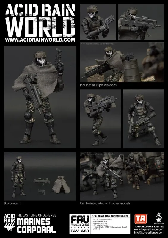 Acid Rain War FAV-A89 Marine Corps Corporal 1/18 3.75 Inch Model Action Figure Toy Collectible Gift