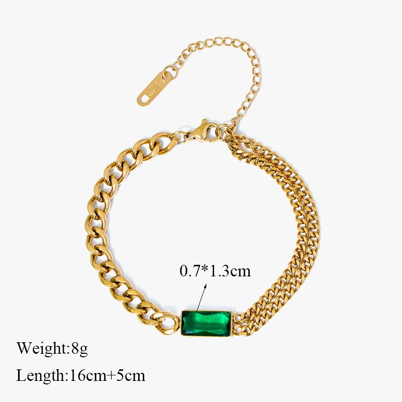 Braccialetto di braccialetti di fascino di cristallo verde dell\'acciaio inossidabile 316L di EILIECK per gli accessori del regalo dei gioielli