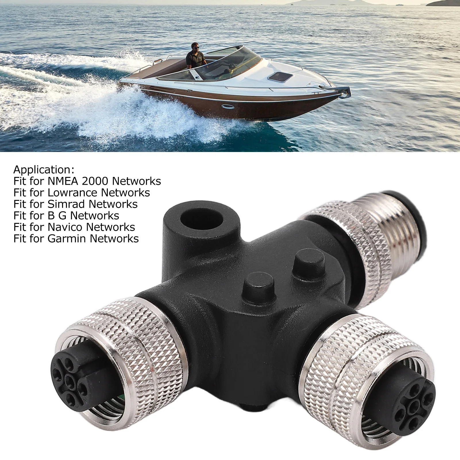 Network Tee Connector Tee Connector for NMEA 2000  Thread 5 Pin IP67 Waterproof for Lowrance Networks Multiport T Connector