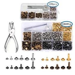 Metal Double Cap Rivets Studs Round Rivet for DIY Leather Craft Bag Belt Clothing Garment Shoes Pet Collar Fixing Tools