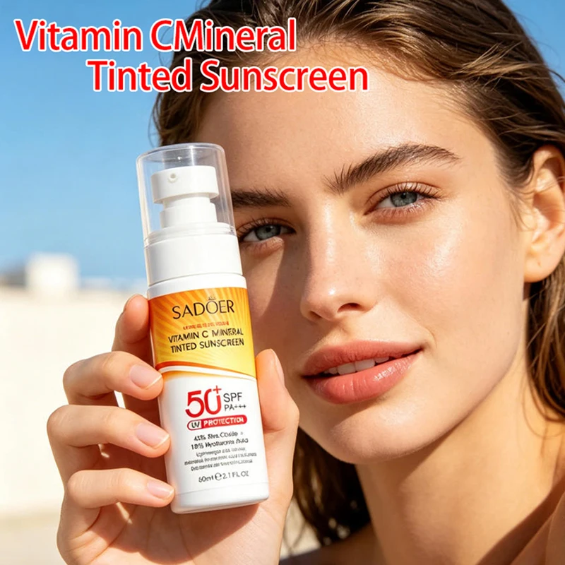 Vitamin C Mineral Tinted Sunscreen High-spf Effective Sun Protection Sunscreen Lightweight Non-sticky Outdoor Beach Sunscreen