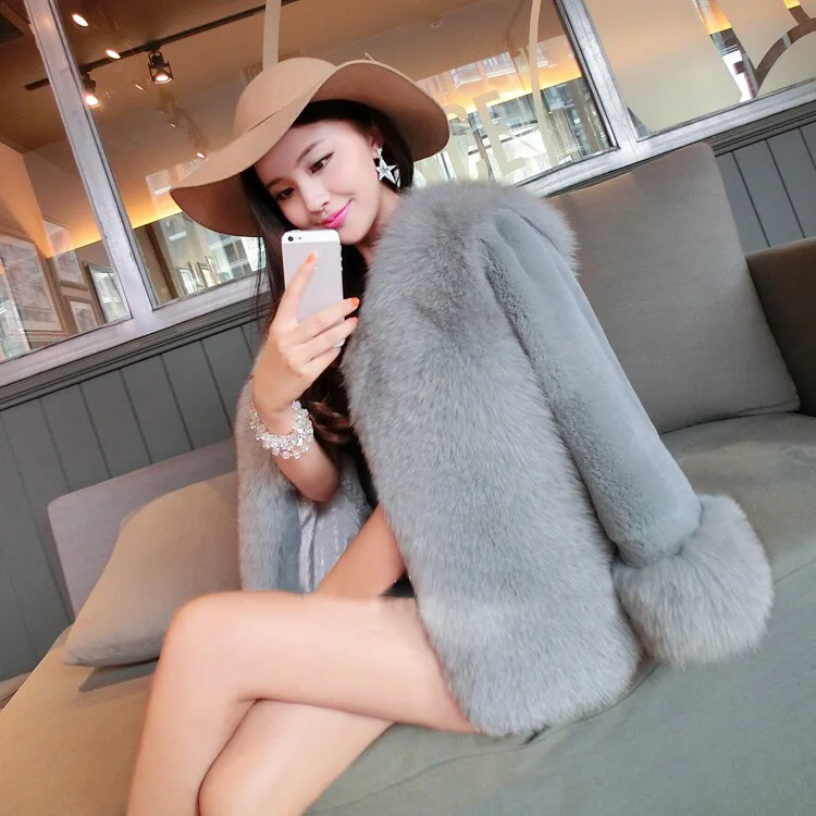 New Rabbit Fur Short Fur Women\'s Faux Fur Jacket Korean Fashion Faux Fur Coat Fox Fur Slim Fit