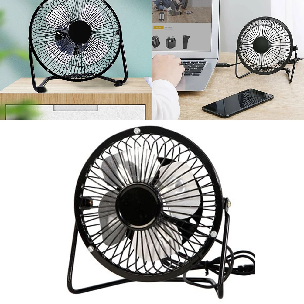 Ventilador Mini USB de 4 Polegadas para Mesa, para Casa, Escritório e Trabalho ao Ar Livre, com Rotação de 360 Graus e Suporte para Fontes de Energia Móveis
