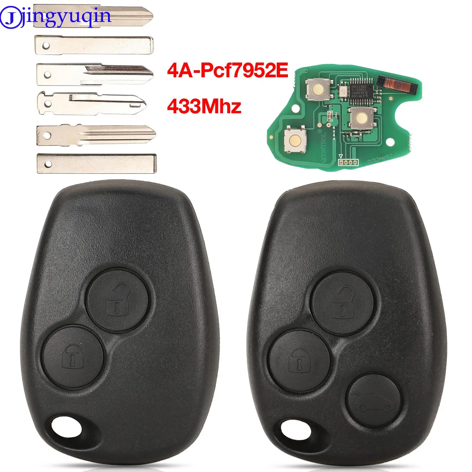 

Jingyuqin 2 кнопки автомобильный дистанционный ключ для Renault Clio Scenic Kangoo Megane 4a/PCF7952E чип 434 МГц