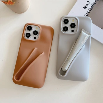 2024 original Lippenstift Clip Silikon Handy hülle für iPhone 15 14 13 12 Pro Max 16 plus tropfen feste tragbare Lippen glasur Abdeckung Funda