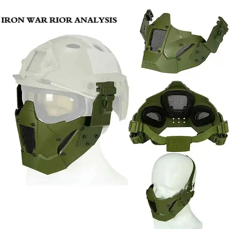 Tactical Protective Half Face Mesh Mask Fit Fast Helmet Rail Breathable for Hunting Paintball CS Game BB Gun Shooting