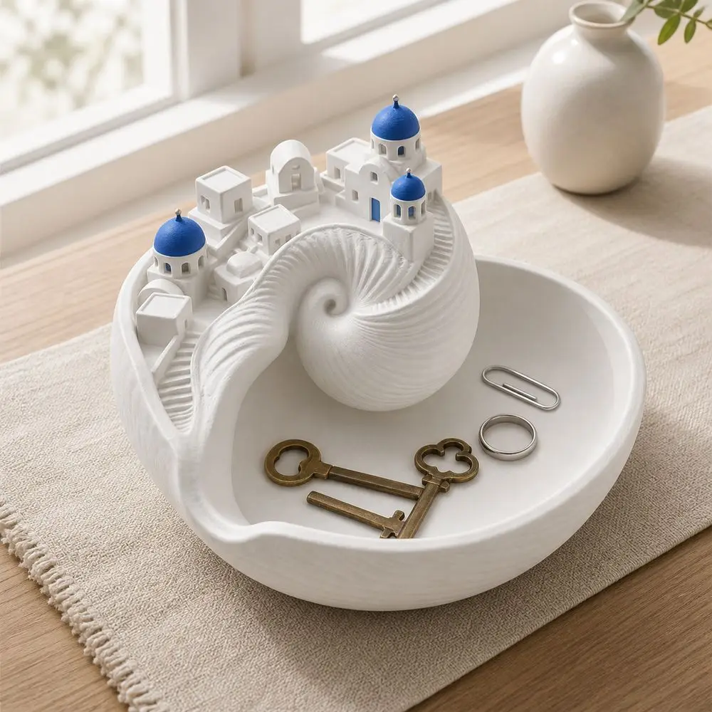New Conch Shell Shape Catchall Bowl Spiral Divider Shelf Display Conch Shell Storage Box Desktop Decor Jewelry Organizer