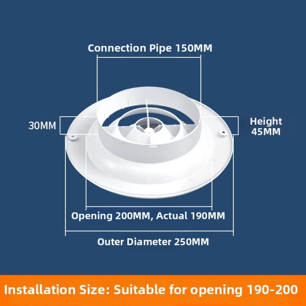 210mm Air Diffuser Moisture Resistant Vent Cover Exhaust Duct ABS Plastic Condensation Prevention Efficient Airflow