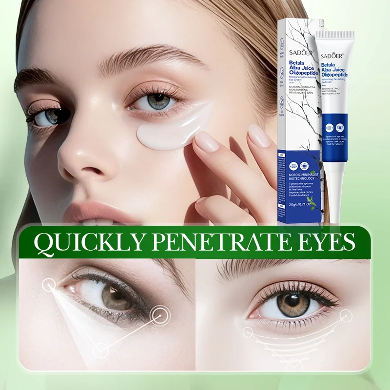 Crema Contorno de Ojos con Jugo de Abedul Blanco SADOER, Hidratante, Anti-Ojeras, Anti-Bolsas, Anti-Edad, Anti-Arrugas, Cuidado de la Piel