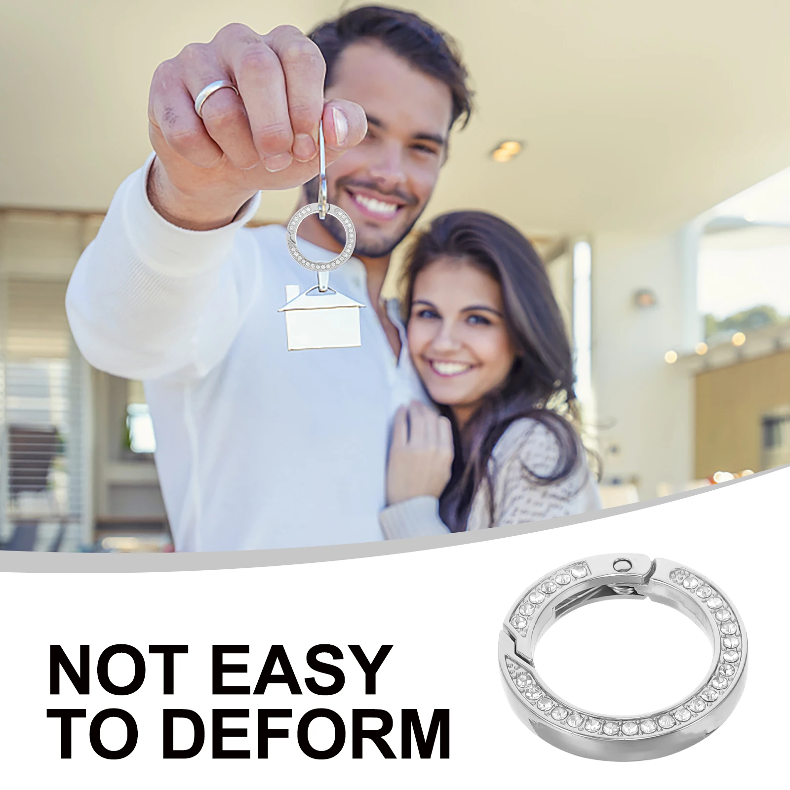 

6pcs Car Key Round Metal Keychain Rings Diy Key Organizing Hanging Split Rings Bulk Small Keychains Home Office Keys Holder