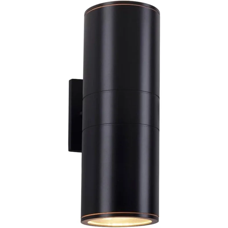 Black Modern Outdoor Wall Light,Cylinder Up Down Aluminum Exterior Wall Sconce for House Porch Garage Patio Doorway Entr