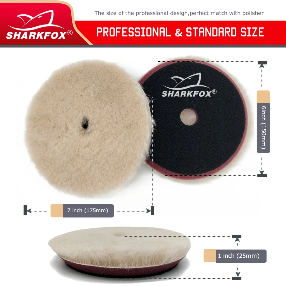 Sharkfox 5/6 Inch (125mm/150mm)Mix Color Wool Polishing Pad High Density Lamb Woollen Car body Polish Wheel Buffing Pad