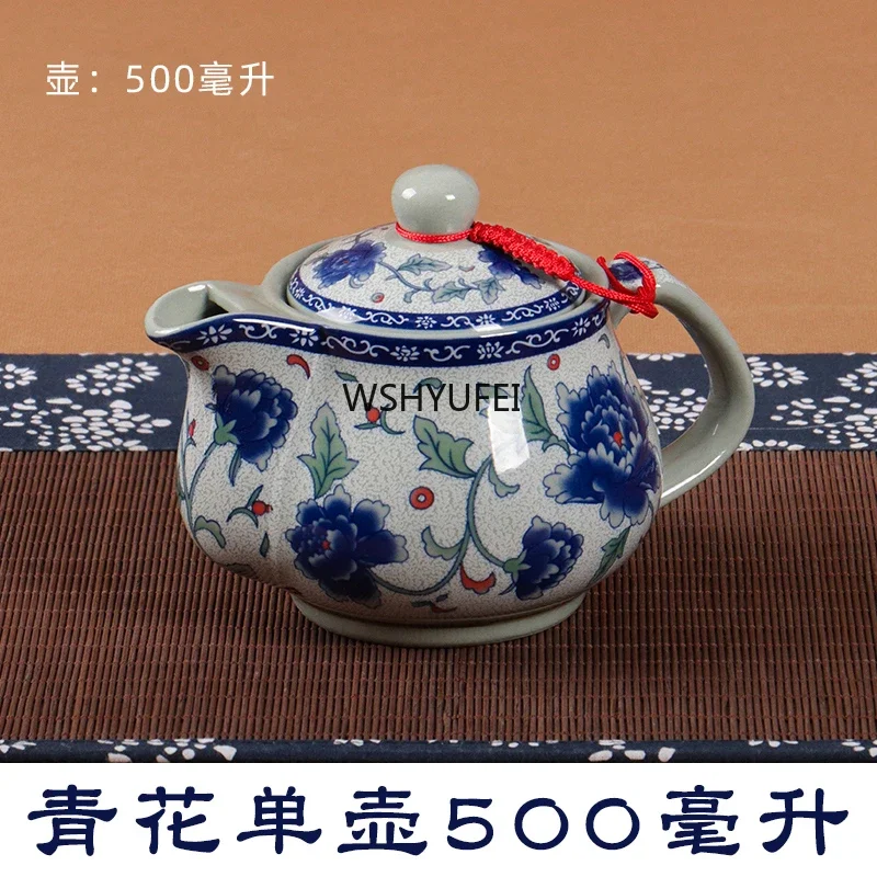 Jingdezhen Ceramic Teapot Large Teapot with Filter Screen Blue and White Porcelain Single Pot 260/500/1000ML