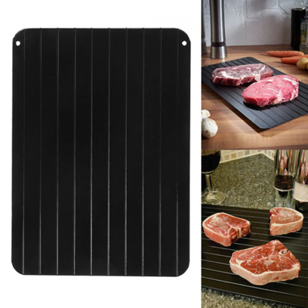 

Quick Thawing Plate Aluminum Black 35.5x20.5x0.3 Cm Fast Defrosting Tray Food Meat Fish Vegetable Thawing Board Kitchen Tool