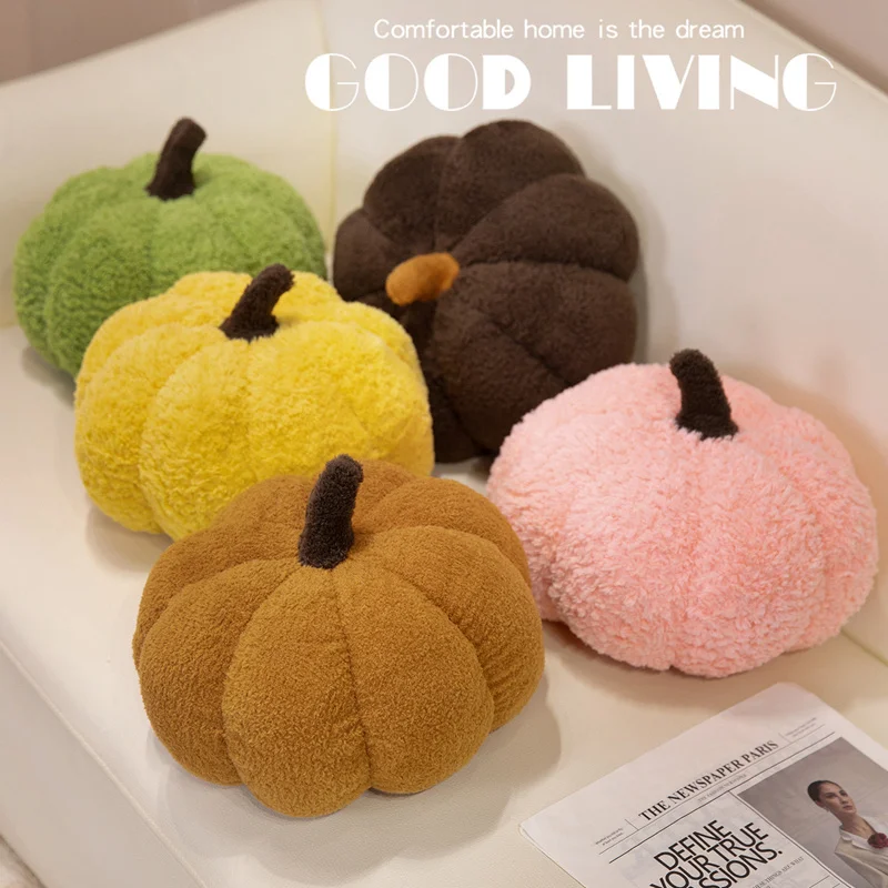 INS Style 40cm Halloween Pumpkin Plush Toy Fluffly Colorful Throw Pillow Soft Stuffed Plants Doll Sofa Cushion Home Room Decor