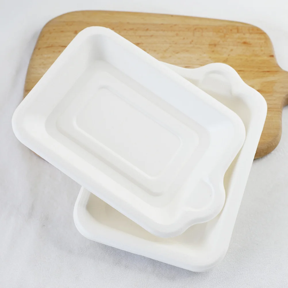 50 Pcs Disposable Paper Tray Lightweight Tableware Bbq Plates Compact Small Sugarcane Pulp for