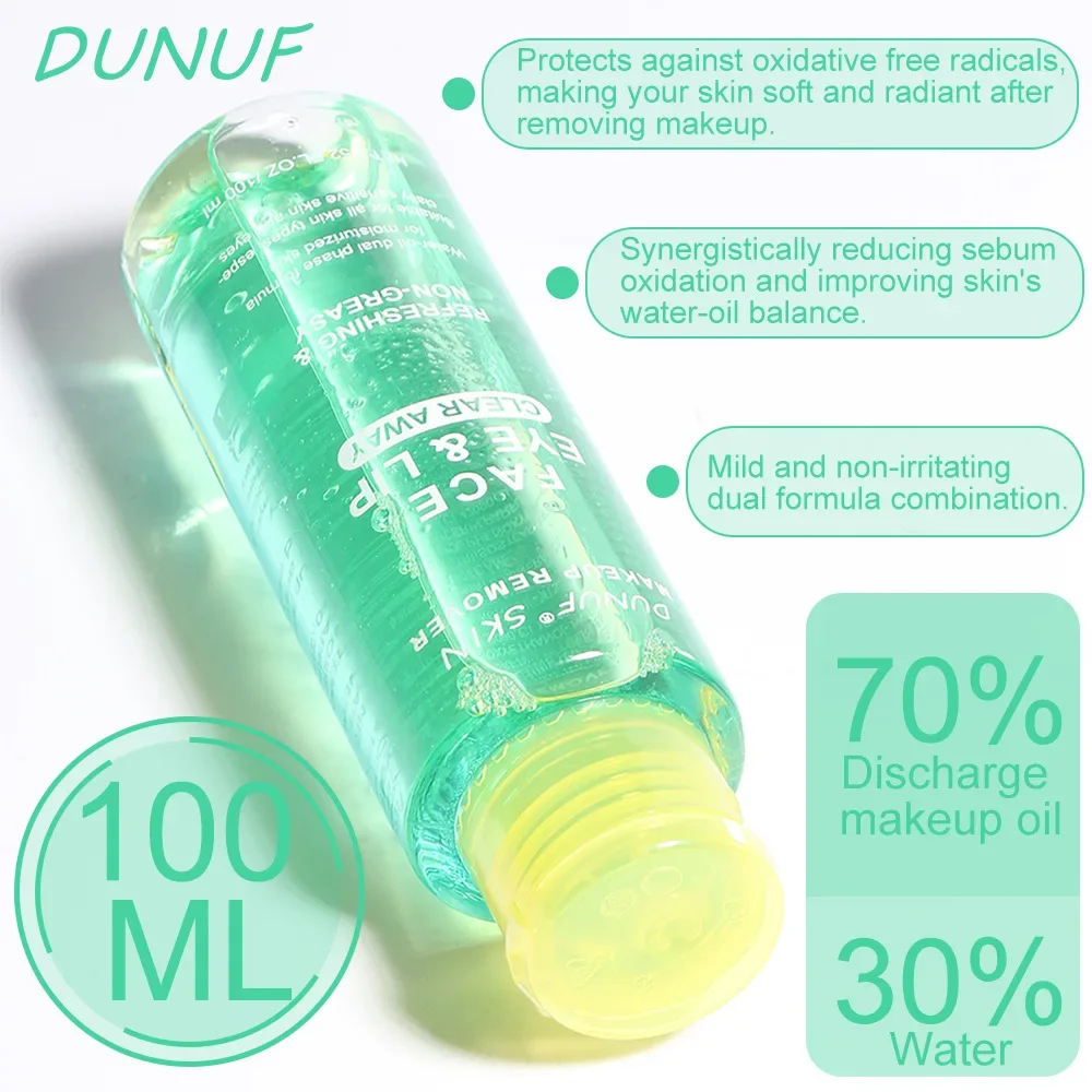 DUNUF 100ML Makeup Remover 3-in-1 Cleansing Oil Water-Oil Dual Phase Deep Clean Moisturize Oil Control Not Greasy
