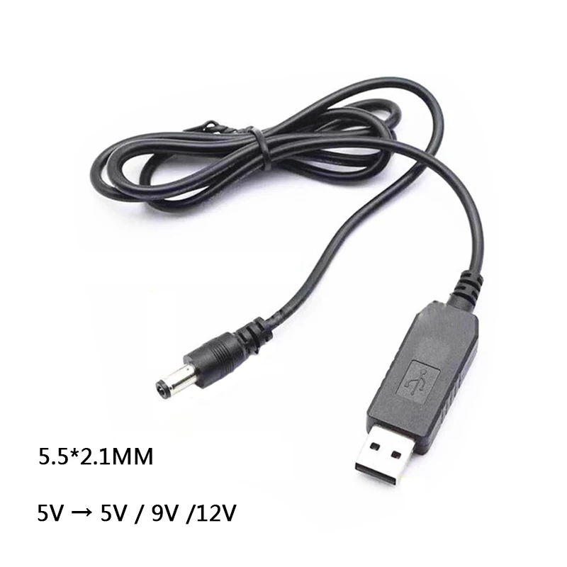 USB To DC Power Cable 5V To 9V 12V Boost Converter 5.5*2.1mm USB To DC Wire Jack Charging Cable for Wifi Router Mini Fan Speaker
