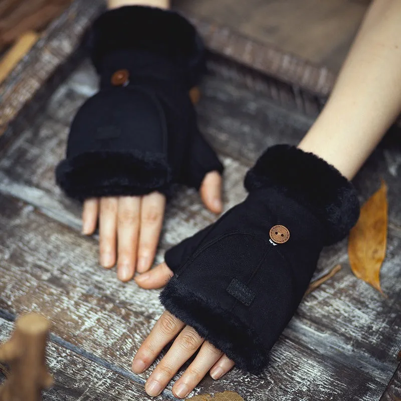 Winter Thermal Touchscreen Gloves Women Fleece Lined Cold Weather Riding Cycling Bike Gloves Soft Suede Office Work Casual Cute