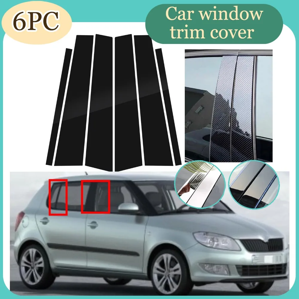 

Silver Carbon Glossy Black Pillar Posts Fit For Skoda Fabia 2007 2008 2009 2011 2012 2013 2014 Door Window Trim Sticker Cover