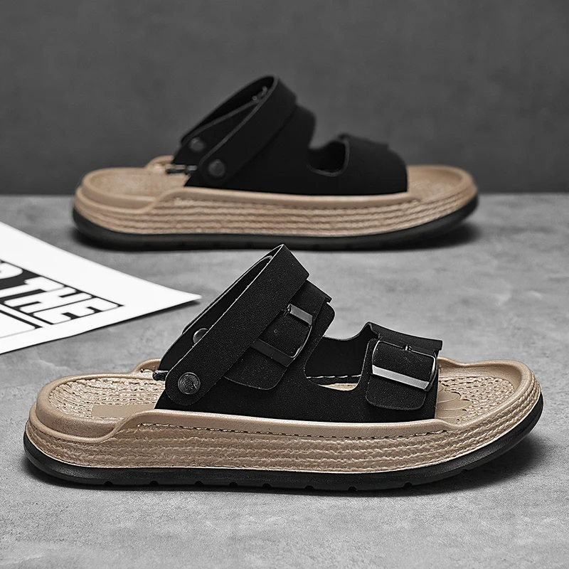 

Men Summer Classic Stitching Casual Sandals Lightweight Soft Sole Outdoor Beach Slippers for Daily Leisure Wearing