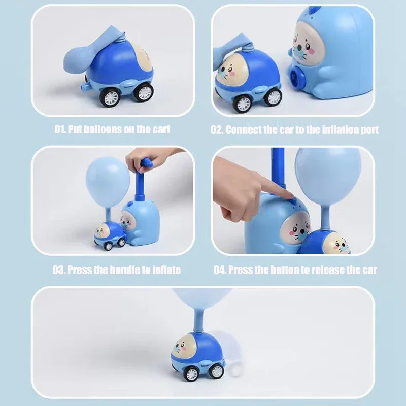 Kids Montessori Toy Rocket Balloon Launcher Toys Educational Inertial Air Power Balloon Car Science Hobbies Gifts for Child