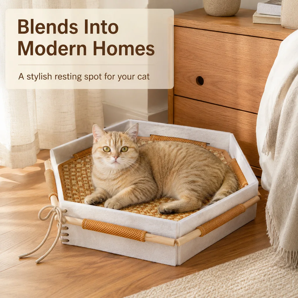 New Product Hexagonal Simple With Built In Teaser Ball Comfortable And Boredom Relieving Magic Mat Cat Bed