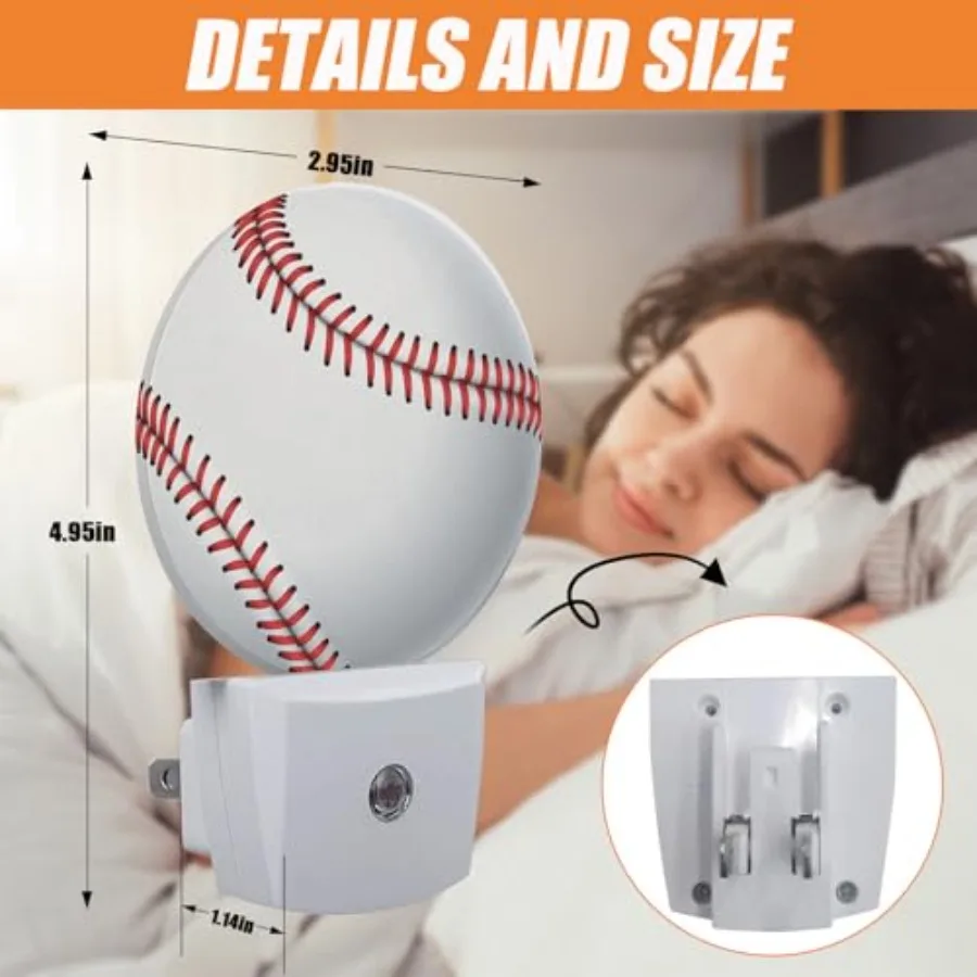 Night Light, Field Sport Ball Nightlight Plug into Wall LED Lamp Auto Sensor Dusk to Dawn for Bedrooms/Kitchens/Toilets/Corrido