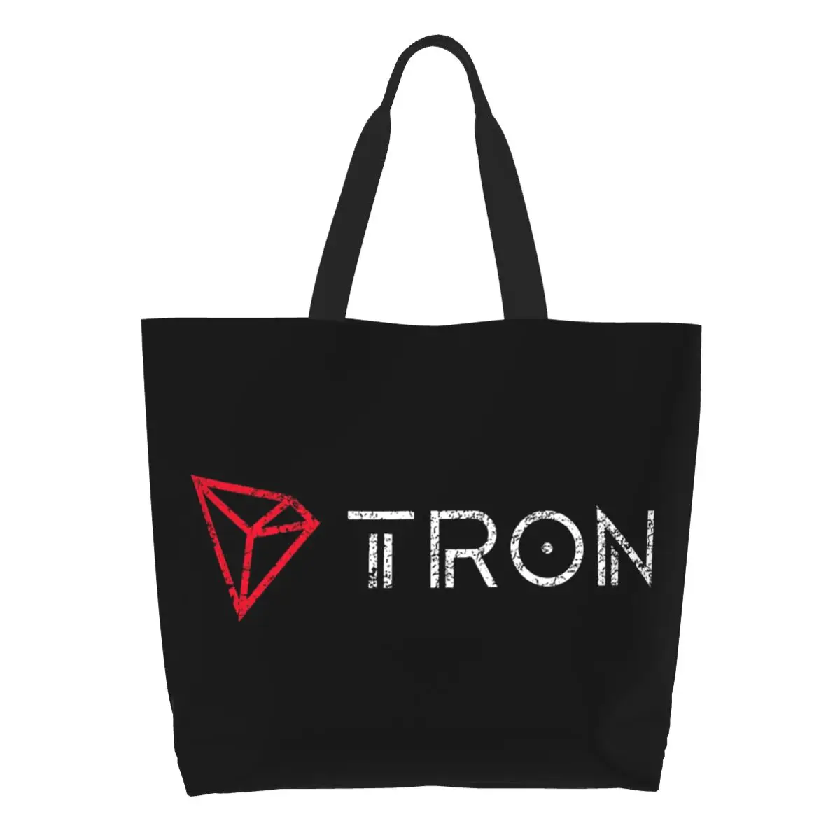 Tron TRX Distressed Crypto Trader Logo Shopping Tote Bag Canvas Large Capacity Shoulder Bags Shopper Grocery Handbag for Women