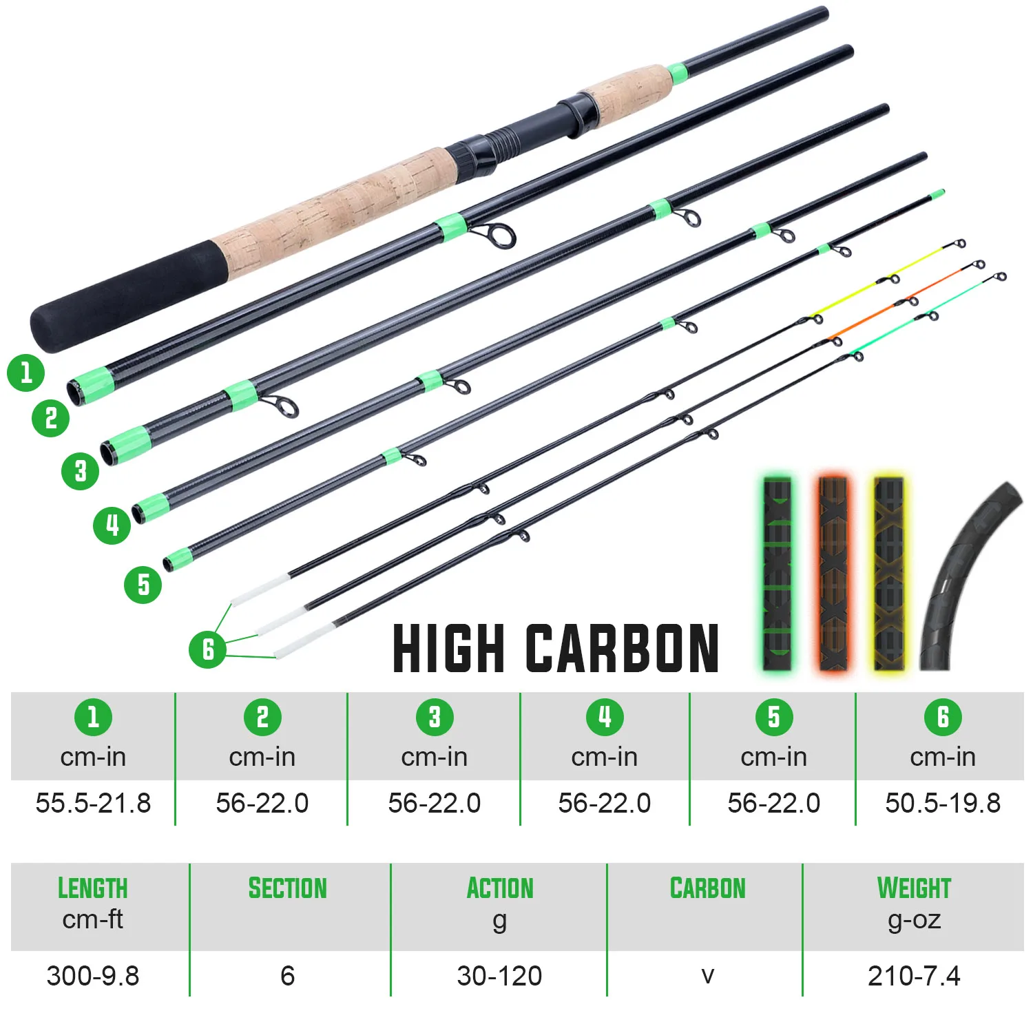Sougayilang 3m Feeder L M H Power Fishing Rod Portable 6 Sections  Carbon Fiber Travel Rod Lengthened Handle Rod Fishing Tackle