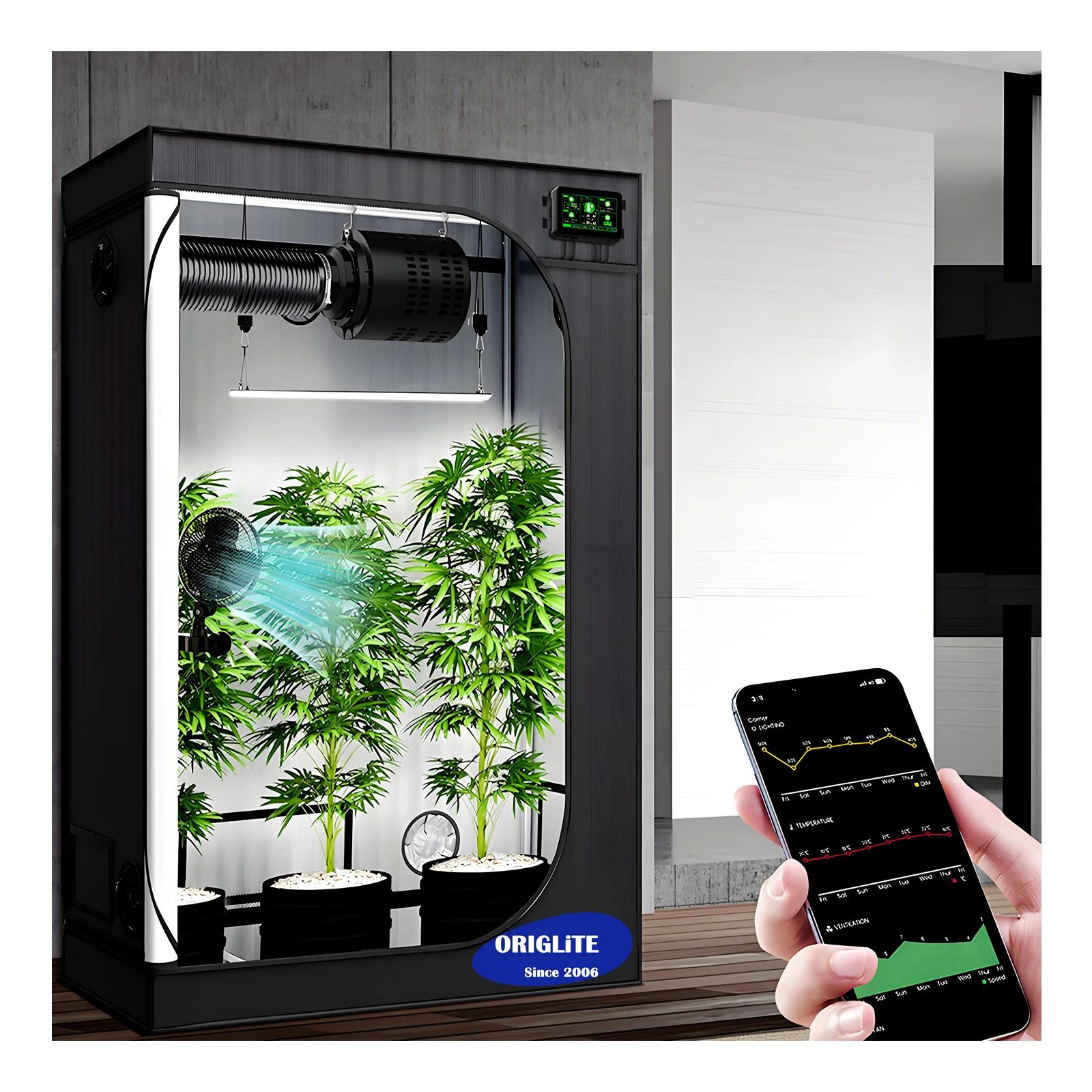 WiFi Complete Grow Tent Kits APP Control Plant Grow Tents Garden Greenhouse Kits 90*90*180 Hydroponic Plant Grow Tent Box