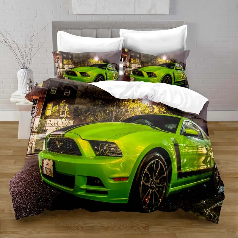 

100% Polyester Mustang Car Duvet Cover Digital Printing Bedding Set with Pillowcase Comforter Bedding Sets King