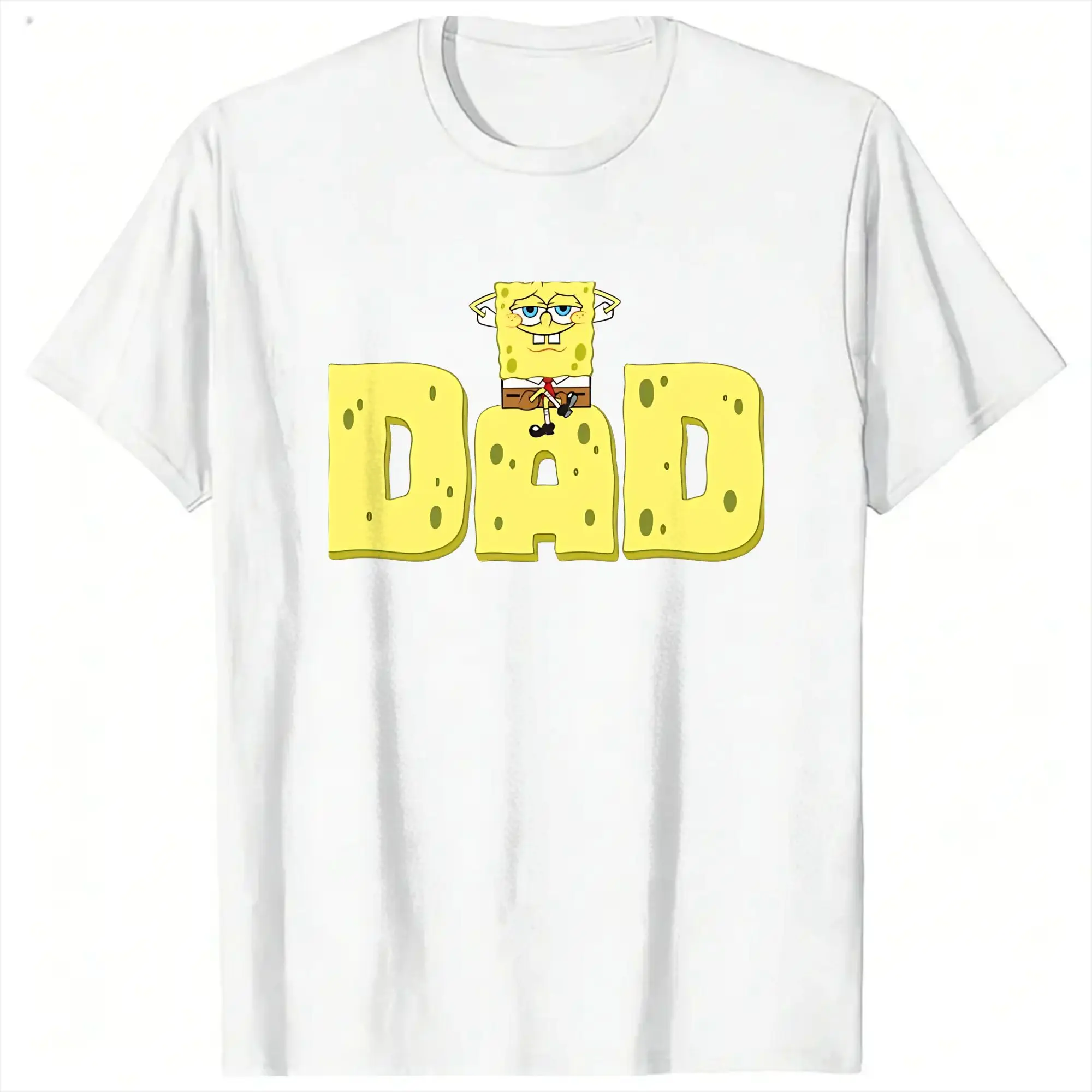 Spongebobs Sponge Dad T Shirt Men 100% Cotton Vintage T-Shirts Crewneck  Tees Short Sleeve Tops Printing