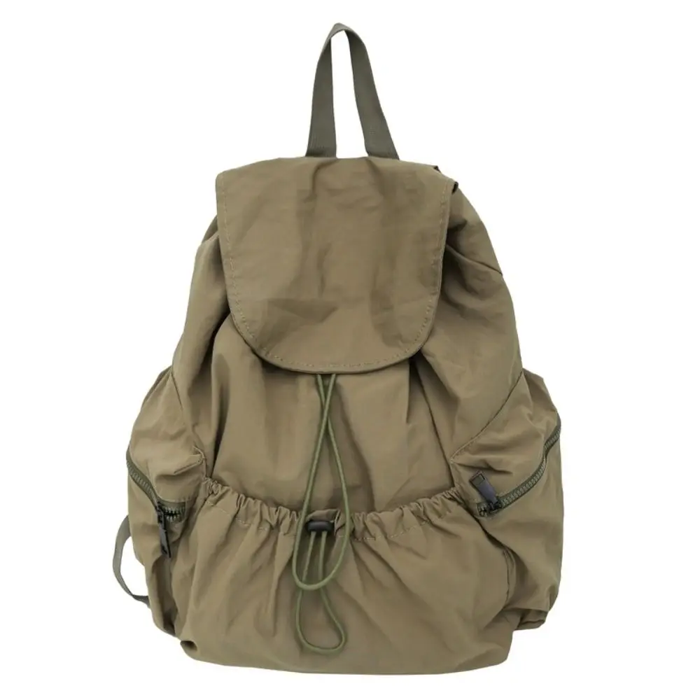 

Portable Nylon Drawstring Backpack Lightweight Casual Canvas Shoulder Bag Solid Color Waterproof College Student Schoolbag