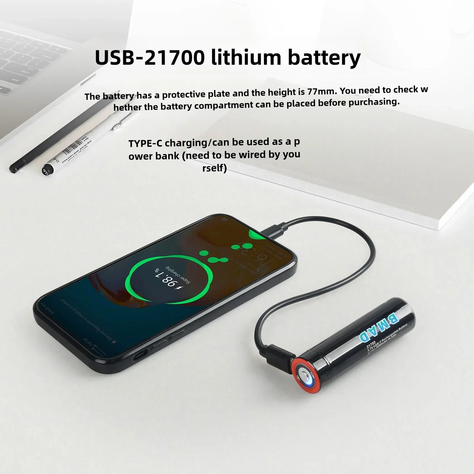 Lithium-ion Battery Suitable for Toy Camera and Flashlight AA Rechargeable Battery 5000mAh 21700 3.7V