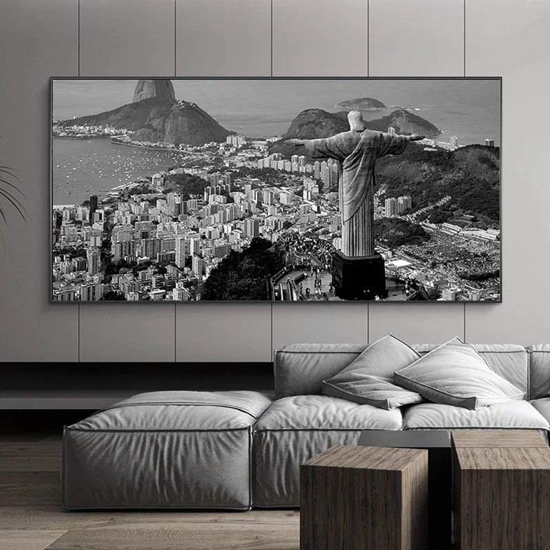 نيويورك بروكلين جسر البرازيل ريو دي جانيرو حجم كبير للرؤية الليلية مدينة المشهد جدار صورة فنية قماش يطبع اللوحة #3