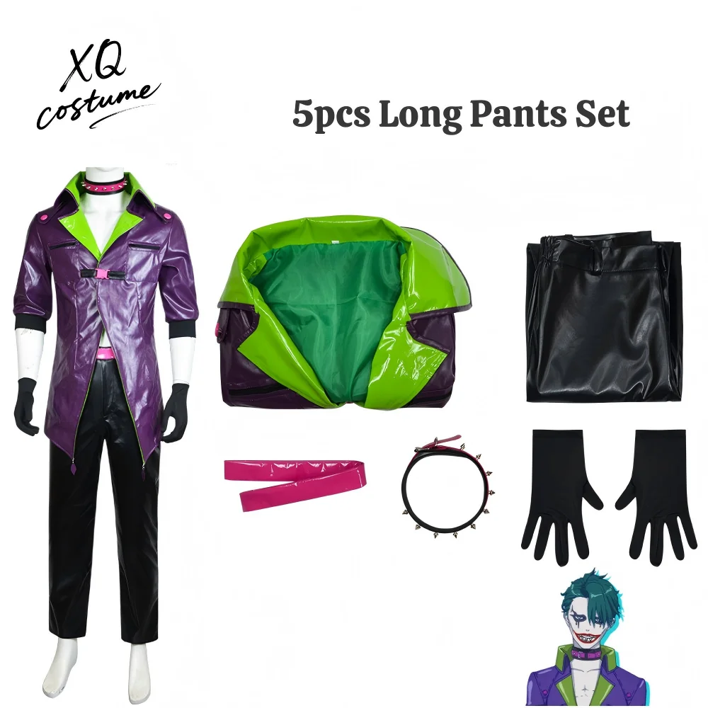 الرجال فرقة Lsekai جوكر تأثيري هالوين زي الأرجواني الدعاوى فيلم مهرج لعب الأدوار وتتسابق للبالغين حفلة تنكرية كرنفال