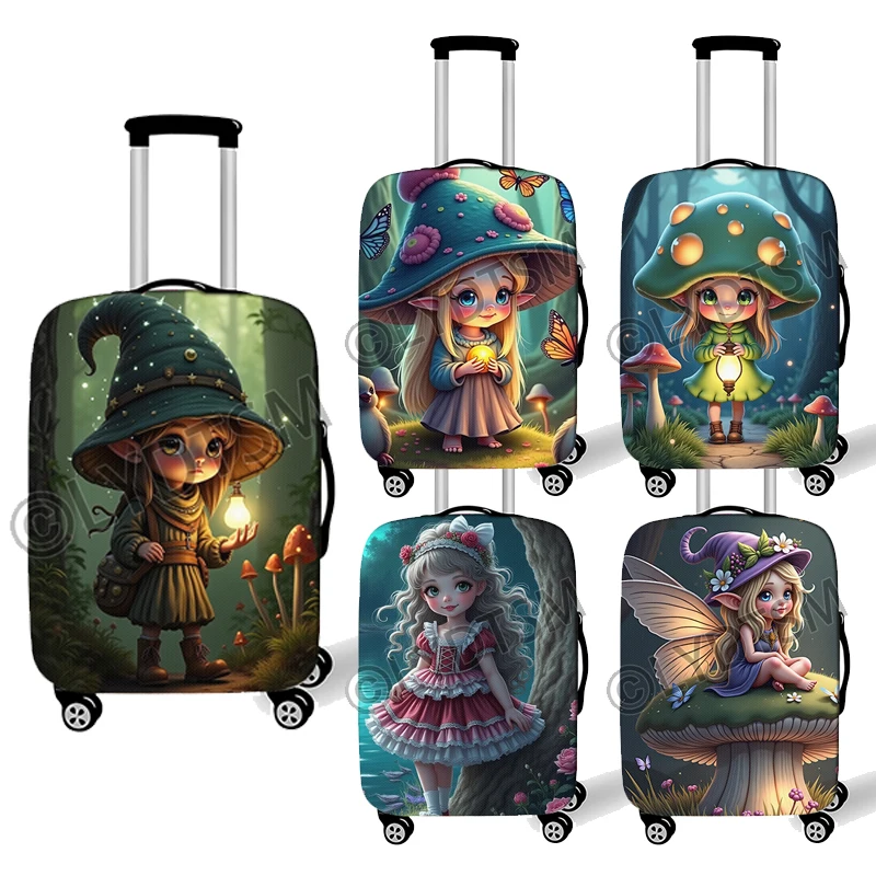 

18-30 Inches Kawaii Forest Elf Girl Pattern Luggage Cover Mystery Mushroom Fairy Angel Trolley Case Protective Suitcase Cover