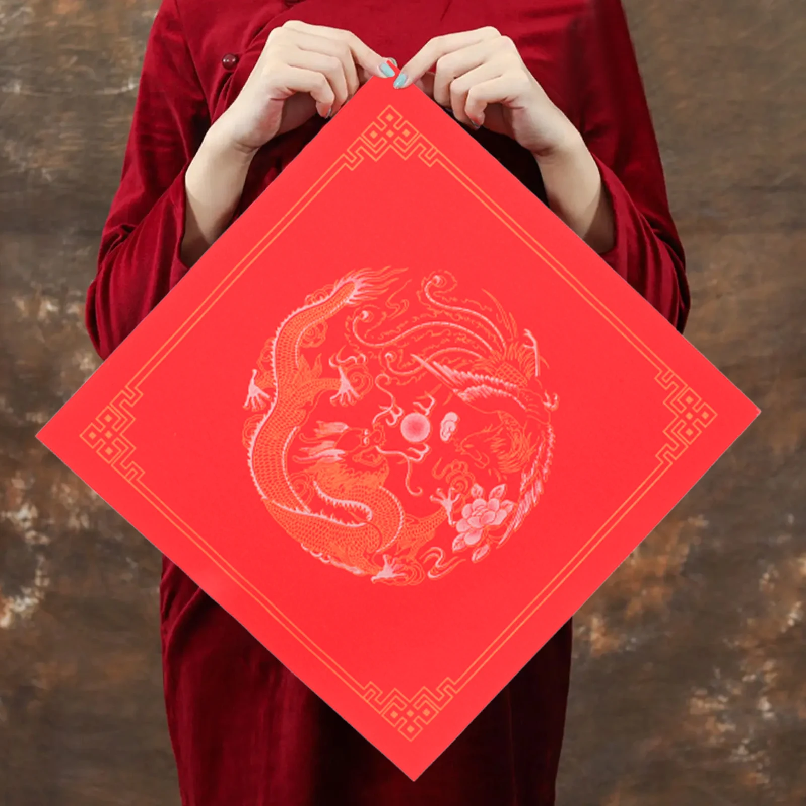 

Blank Fu Character Red Xuan Paper For Diy Chinese New Year Calligraphy Spring Festival Decoration Wedding Party Supplies