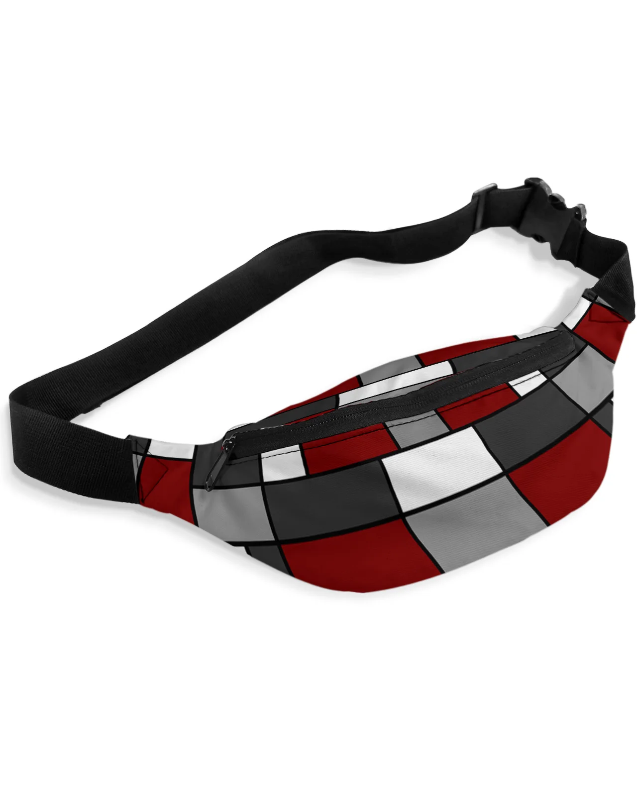 Geometry Red Abstract Men Wallet Women Waist Bag Fanny Pack Purse Large Phone Belt Bag Wallet Pouch Waterproof Banana Hip Bags