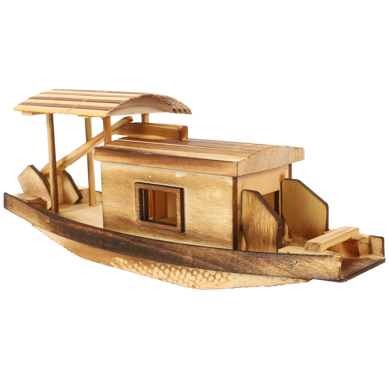 

Small Fishing Boat Wood Ship Decorative Wooden Ornament Home Cabin Display Small Sailor Vessel Wood Fishing Boat Model Kit