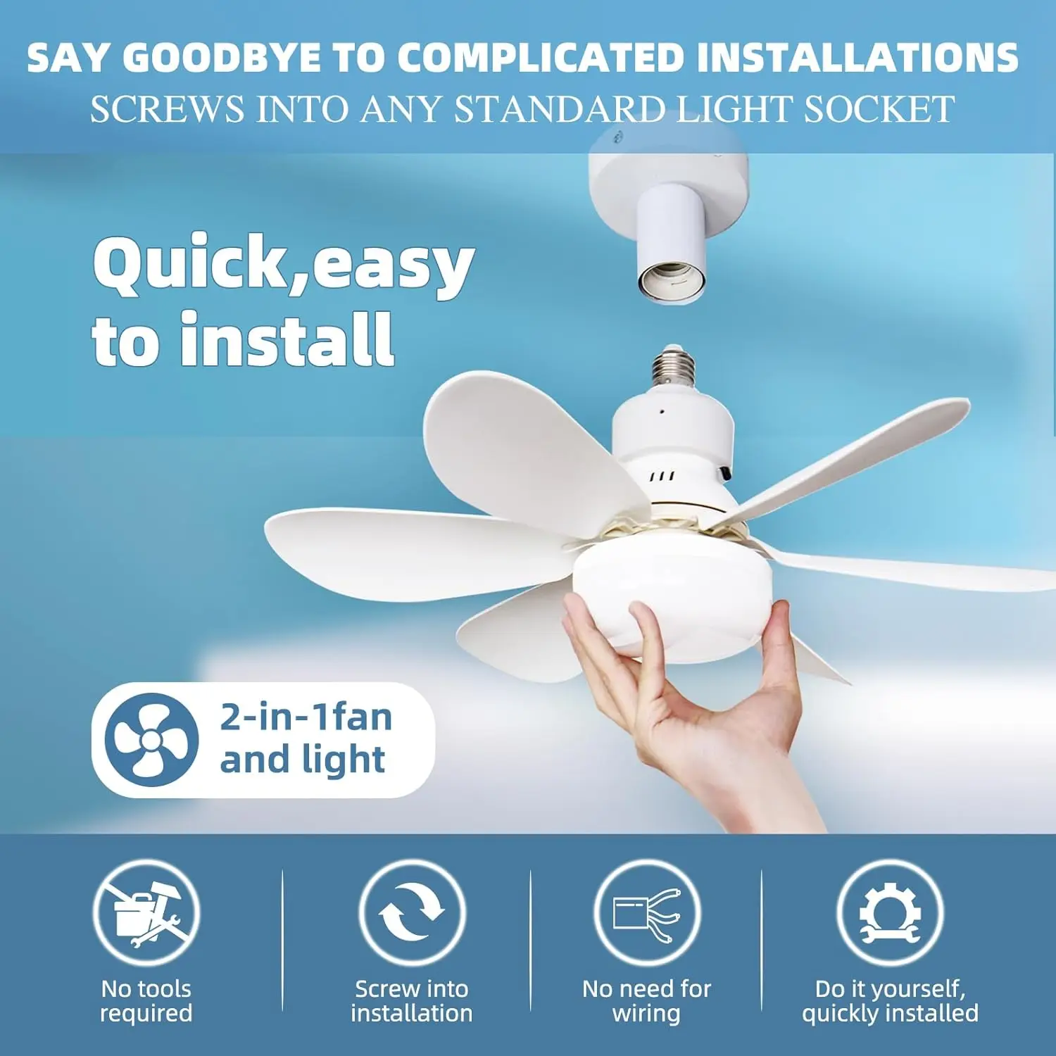 Small Ceiling Fan with Light: 40W LED Remote Control for Speed and Brightness E27 Base for Easy Installation in Bedroom or