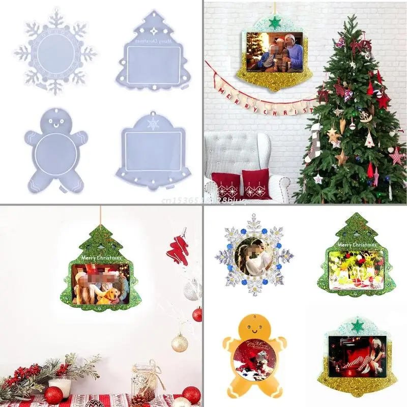 Snowflake Mirror Photo Frame Ornaments Silicone Molds Suitable for Epoxy Resin Diy Craft Jewelry Making Home Decoration Dropship