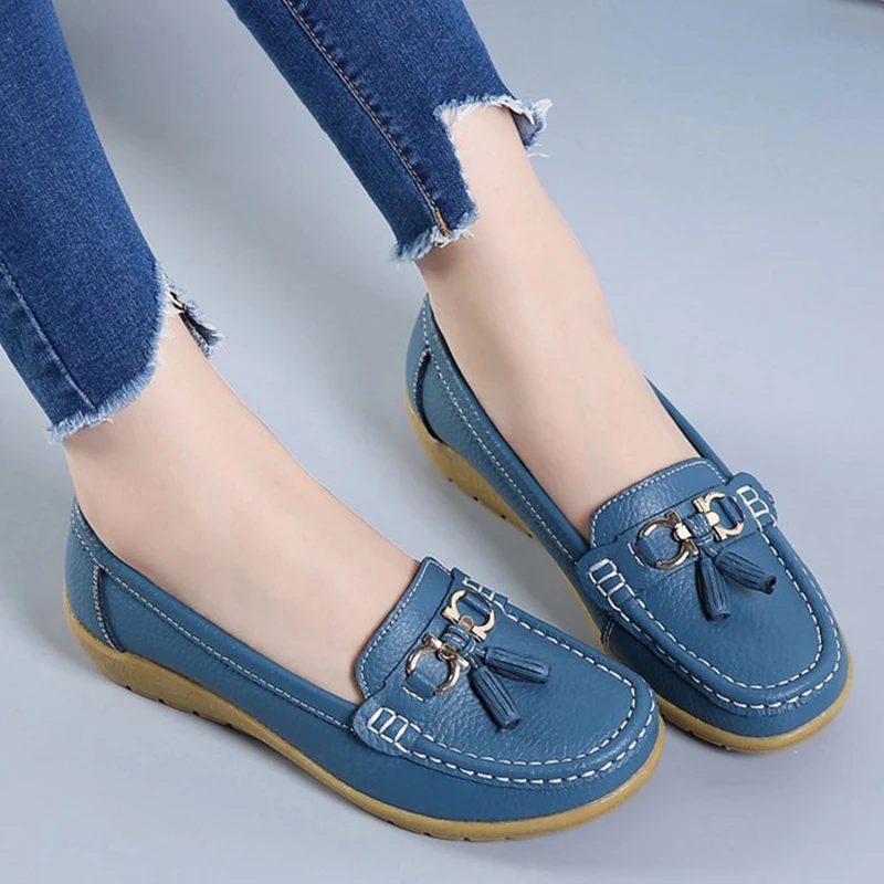 Women Shoes 2023 Spring Autumn Flats Leather Breathable Moccasins Women Boat Shoes Ballerina Ladies Casual Shoes Zapatos Mujer