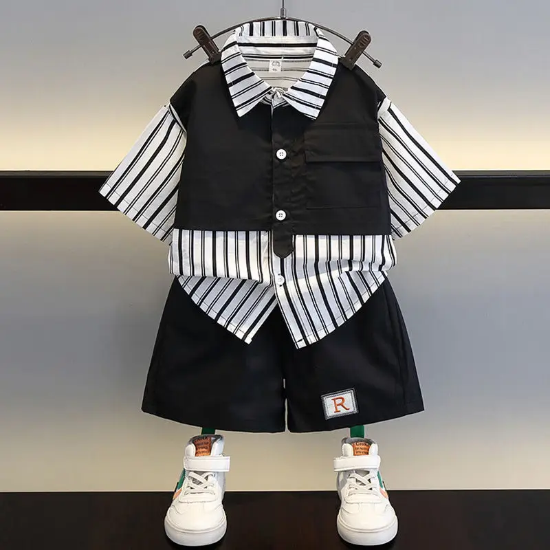 Tooling Outdoor Clothes for Children Kids Sweatshirt Children's Clothing 7 To 12 Years Korean 2025 Boy Summer Set Top New Suit 4