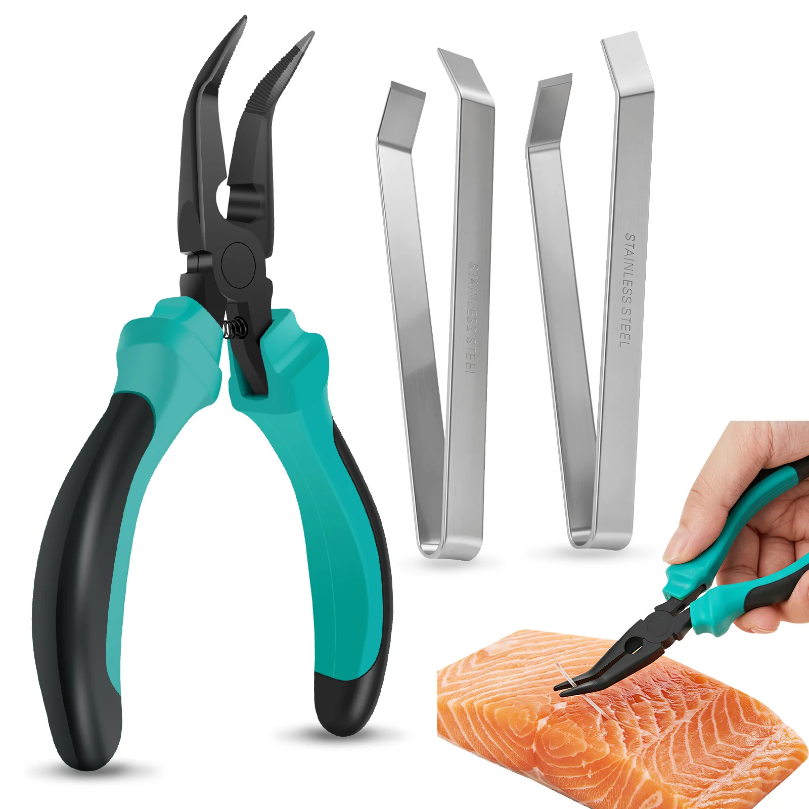 Fischgrätenzange, Fischgrätenpinzette, Fischgrätenentferner, Fischgrätenzange zum Entfernen, Küchenhelfer, Küchenwerkzeuge