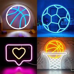 Basketball Football Backboard Neon Sign for Wall Decor, Powered by USB ,Sports Neon Signs for Room Bedroom Shop Decor